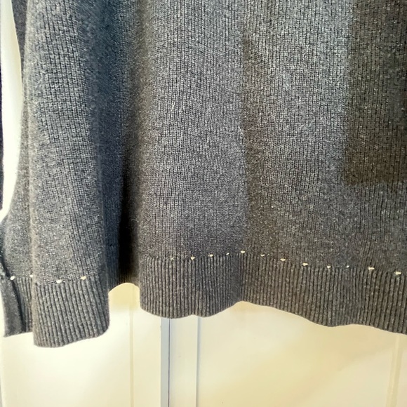 Cabi Dark Gray charcoal knit v-neck sweater - Picture 2 of 5